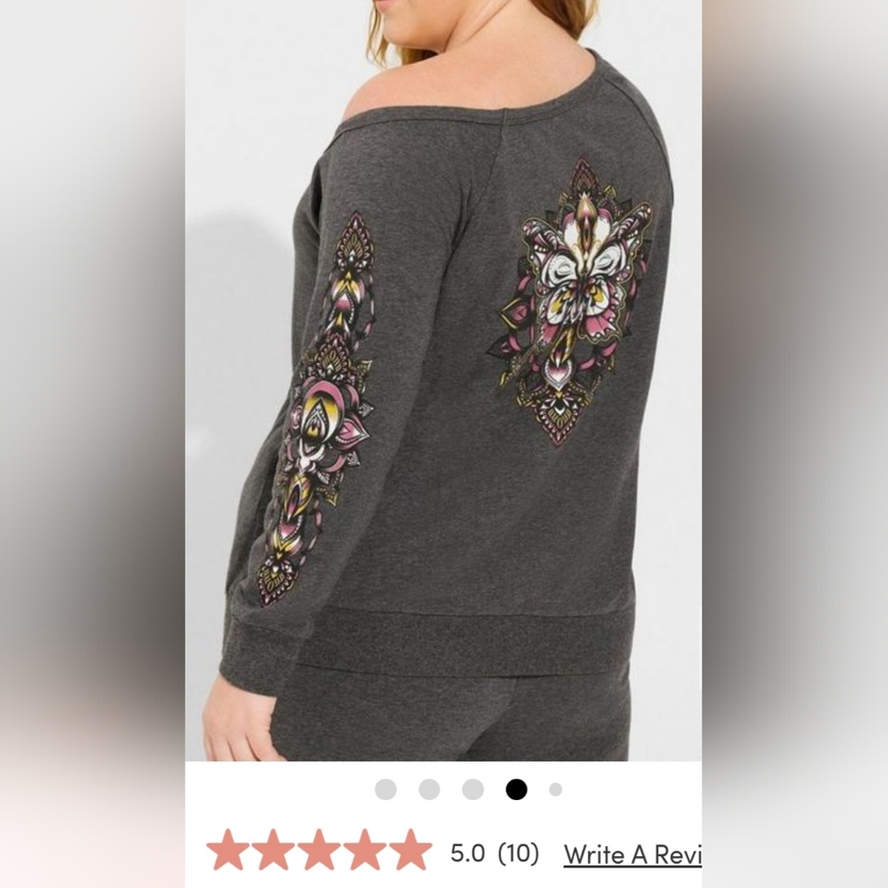 Everyday Fleece Off The Shoulder Long Sleeve Active Sweatshirt - Torrid